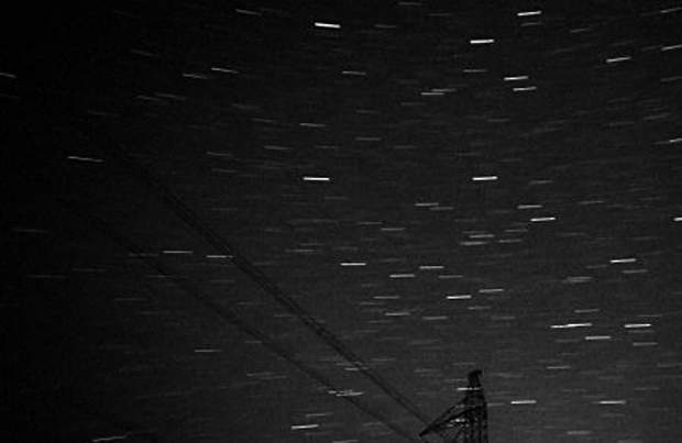 A Perseids meteor shower is seen in the